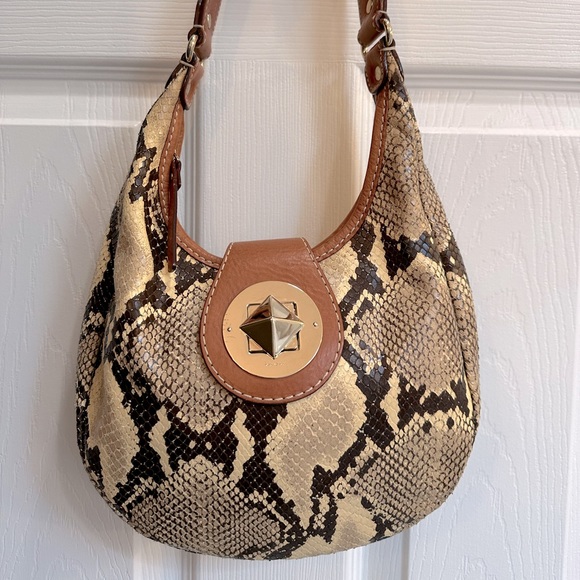 kate spade Handbags - Snakeskin Kate Spade shoulder bag with camel leather trim